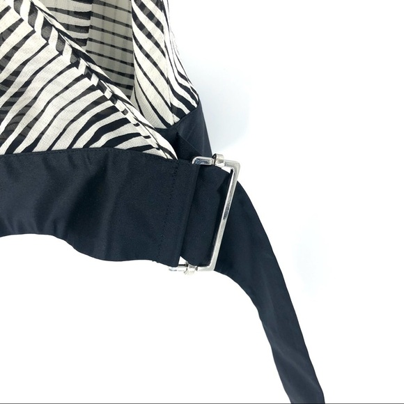 100% Silk Wrap Top Belted Waist The Limited Black White Stripe Size Medium - Picture 2 of 7